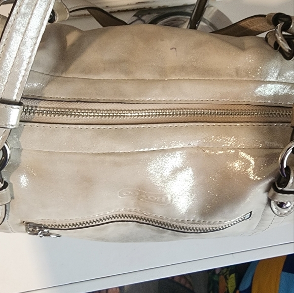 Coach Vintage Alexandra Elegant Cream Gold Shimmer Satchel Handbag - Picture 6 of 15
